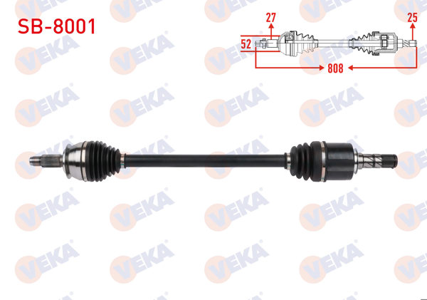 VEKA SB-8001 | Komple Aks Sol-Sağ On Uzunluk 808mm Subaru Forester 2.0 İ Awd, 2.0 D Awd 2014 -