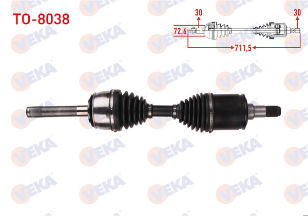 VEKA TO-8038 | Komple Aks Sağ-Sol Ön Uzunluk 711,5mm Toyota Land Cruiser (J1) 4.7 A-T 1998-2007