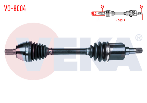 VEKA VO-8004 | Komple Aks Sol Ön Volvo S40 II (Ms) 1.6 D M-T Uzunluk 583 2004-2012