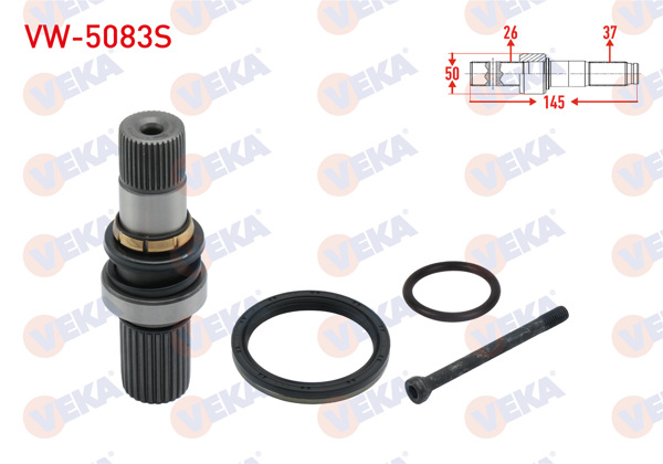 VEKA VW-5083S | Aks Kafası Sağ On Ic Freze Ek Mili 26X37x50 Uzunluk 145 mm VW Transporter T6 2.0 TDI 102Ps / 114 Ps 5 İleri 2009 -