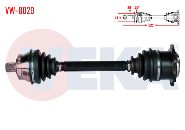 VEKA VW-8020 | Komple Aks Sol Ön Volkswagen Passat (3B2) 1.9 TDI ABS li 45 Dıs Uzunluk 527mm 1996-2000