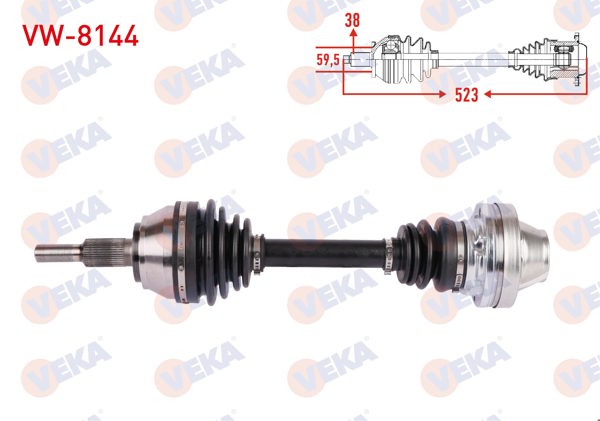 VEKA VW-8144 | Komple Aks Sol-Sağ On Uzunluk 523mm Volkswagen Touareg 2.5 R5 TDI A-T / M-T 2003-2010