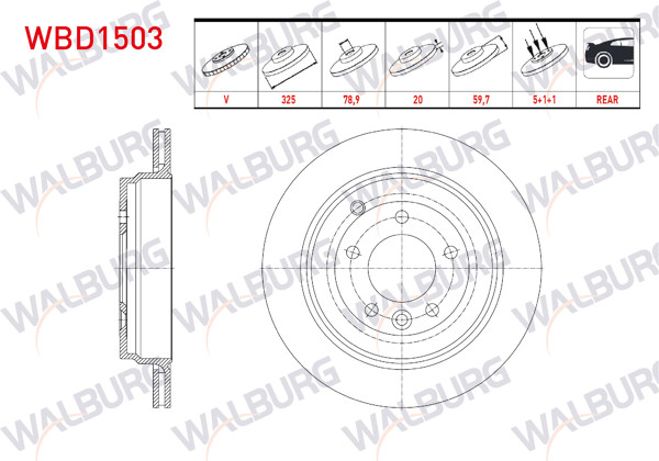 WALBURG WBD1503 | Fren Diski Arka Havalı Land Rover Range Rover Sport (Ls) 2.7 TD 5 Bjn 325X20x78,9X59,7 2005-2013 | 2 Adet