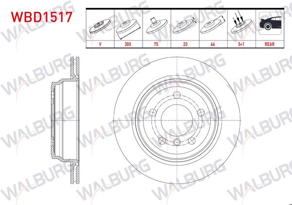 WALBURG WBD1517 | Fren Diski Arka Havalı BMW 3 Serisi (F30) 320 D Xdrive 5 Bjn 300X20x75x66 2011-| 2 Adet