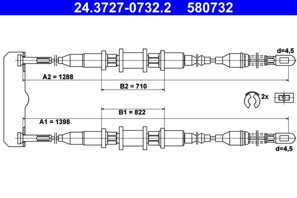 ATE 24.3727-0732.2 | El Fren Teli Opel Astra F 91 > Sw