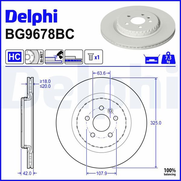 DELPHI BG9678BC | Fren Diski Range Rover Velar 2.0 / 3.0