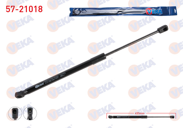 VEKA 57-21018 | Bagaj Amortisörü 455mm / 380N Hyundai i20 2015-| 2 Adet