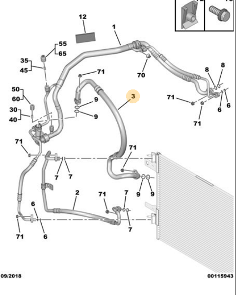 PSA 9807256280 | Klima Hortumu Kısa 308 T9 Euro6) 1.6 HDI 120 Bg Sanden Marka