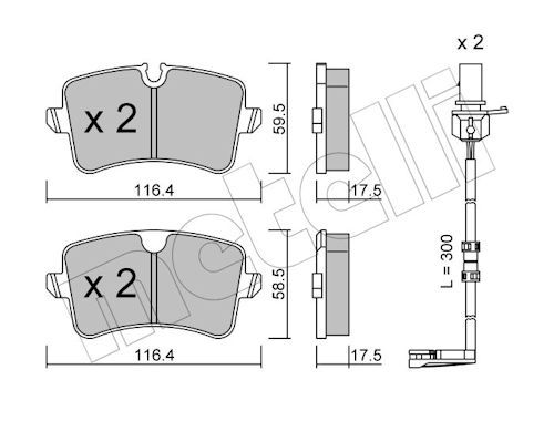 METELLİ 22-0955-1K | Arka Fren Balatası 2Xkablo 300mm Audi A4 A8