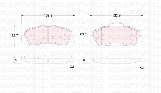 KRAFTVOLL 07010142 | Fren Balatası Ön 301 12  308 13  / C Elysee 12  C4 Cactus 14  Mando Tip