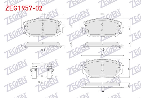 ZEGEN ZEG1957-02 | Fren Balata Ön Ikazlı Hyundai Tucson IV 2020-/ Ioniq 2020 -