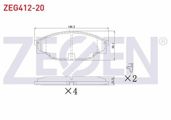 ZEGEN ZEG412-20 | Fren Balata Ön Toyota Hı-Lux Pick Up (_N_) 2.5 D-4D 1983-2005 / Hı-Lux Pick Up (_N_) 2.5 2.4 D 1983-2005 / Hı-Ace III (_H10_) 2.0 1989-1995 / Hı-Ace III (_H10_) 2.4 D 1989-1995
