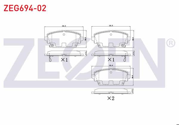ZEGEN ZEG694-02 | Fren Balata Ön Ikazlı Nissan Primera (P12) 1.6İ 2002-/ Primera (P12) 1.8İ 16V 2002-/ Primera (P12) 2.0İ 16V 2002 -