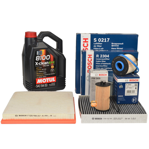 Periyodik Bakım Seti Astra J 1.6 Dizel ( Motul X-Clean EFE 8100 5W30 5 LT - Bosch Filtre Set )