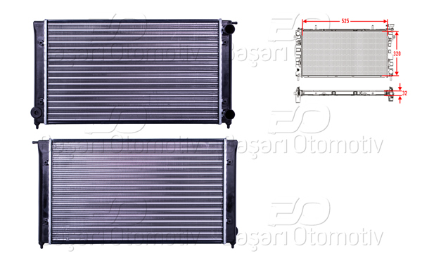 AUTOLUX 1113065-22 | Su Radyatörü Mekanik Mt 525X320x32 VW Golf 1 2 Toledo Caddy 88 >