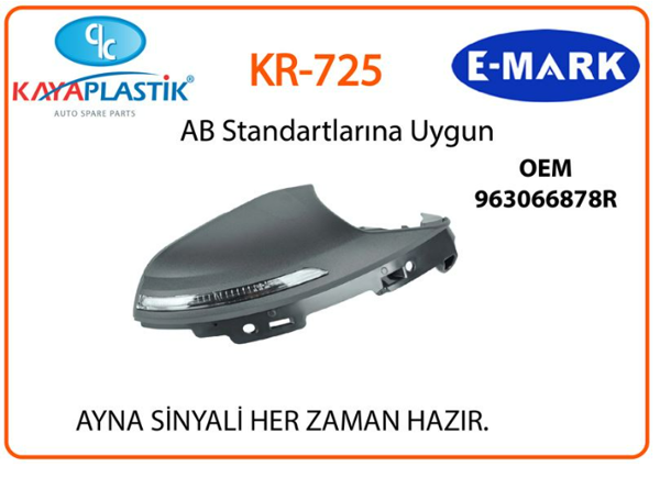 Renault Megane 4 2015- Ayna Sinyal Lambası Ledli Kapaklı Yerli Marka 