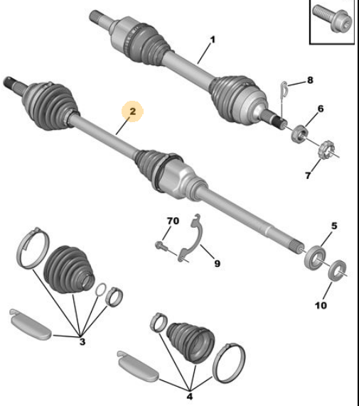 MOPAR (PSA) 9812781280 | Aks Sağ Partner Tepe 307 208 308 5008 1.6 HDI 03-1
