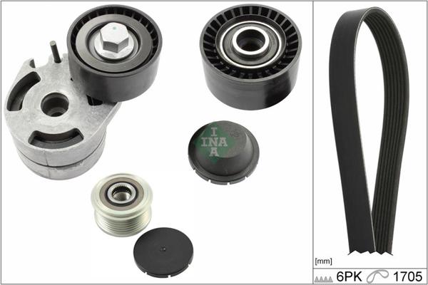 INA 529001220 | V Kayış Kit 6Pk1705 Gergi Ve Avare Rulmanı Altarnator Kasnağı Peugeot 407 1.6 Hd