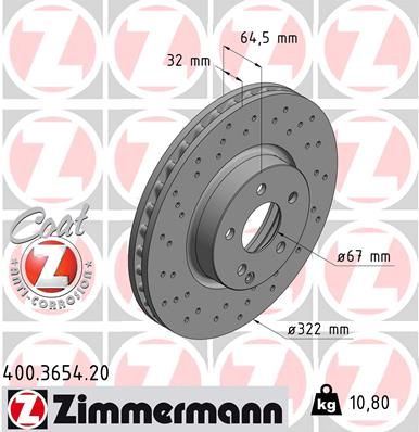 ZIMMERMANN 400.3654.20 | Fren Diski Ön Standart | 2 Adet