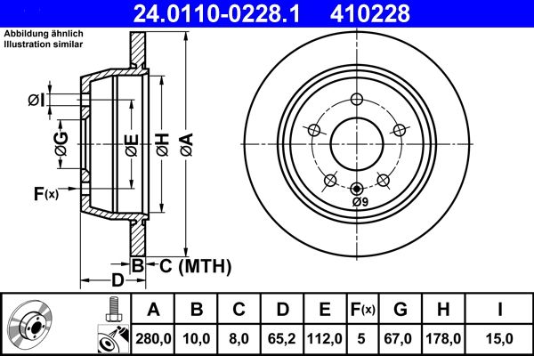 ATE 24.0110-0228.1 | Arka Fren Diski. W638. 1996-03.