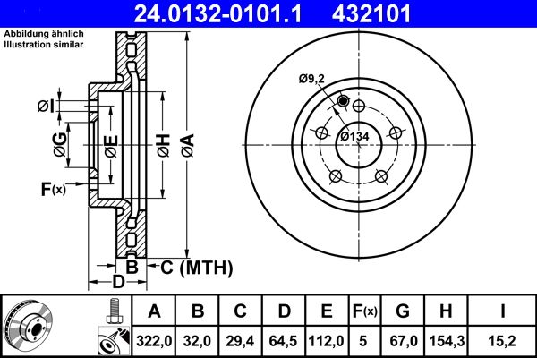 ATE 240132-01011 | Fren Diski Ön W204 07 > 14 S204 07 > 14 W212 09 > 15 C207 09 > 16 R172 11 > | 2 Adet
