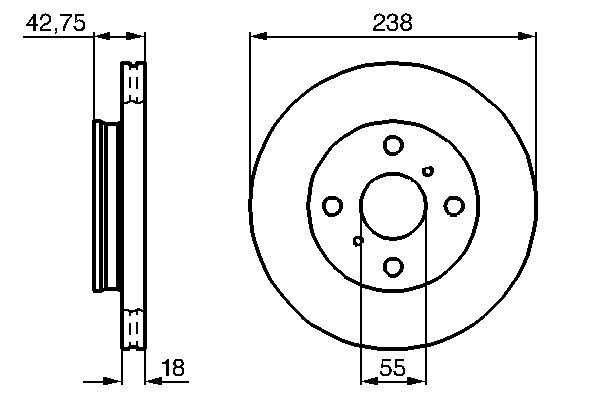 BOSCH 0986478438 | Fren Diski Ön (Toyota :Starlet 1.3 12 V 89-92) | 2 Adet
