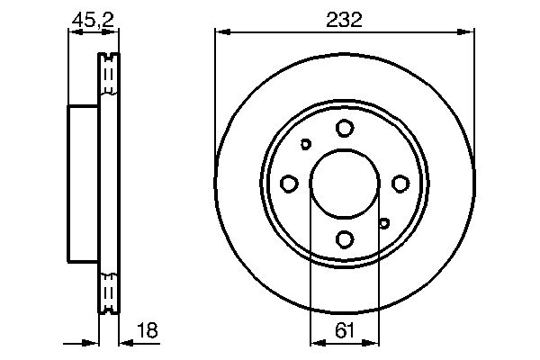 BOSCH 0986478650 | Fren Diski Ön Havalı-(232-4)-(Nissan Almera 95 / 00) | 2 Adet