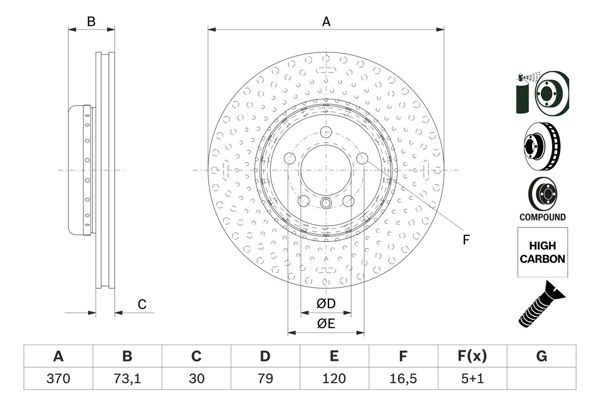 BOSCH 0986479E21 | Fren Diski F-30 / 31 / 32 / 33 / 34 / 36 Ön Tek