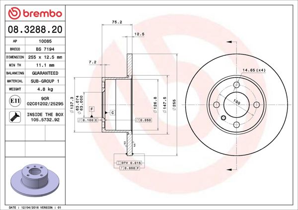BREMBO 08.3288.20 | Fren Diski Ön Standard BMW | 2 Adet