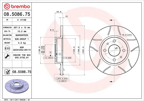 BREMBO 08.5086.75 | Fren Diski Ön Max Chrysler | 2 Adet