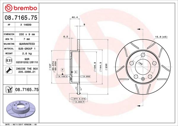BREMBO 08.7165.75 | Fren Diski Arka Max (VW Golf 98-06 Polo 02-Audi A1 19-Seat Ibiza 02 -) Max | 2 Adet