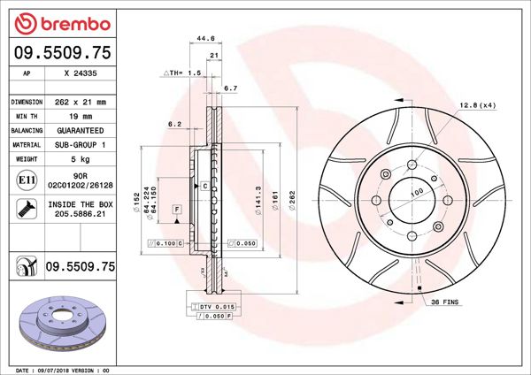 BREMBO 09.5509.75 | Fren Diski Ön Max Honda | 2 Adet