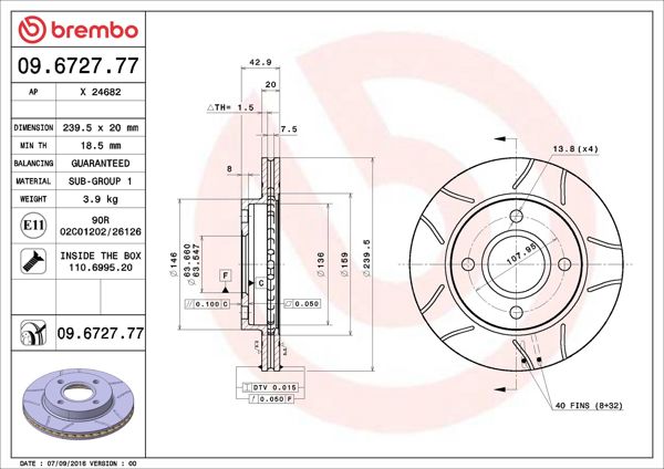 BREMBO 09.6727.77 | Fren Diski Ön Max Ford | 2 Adet