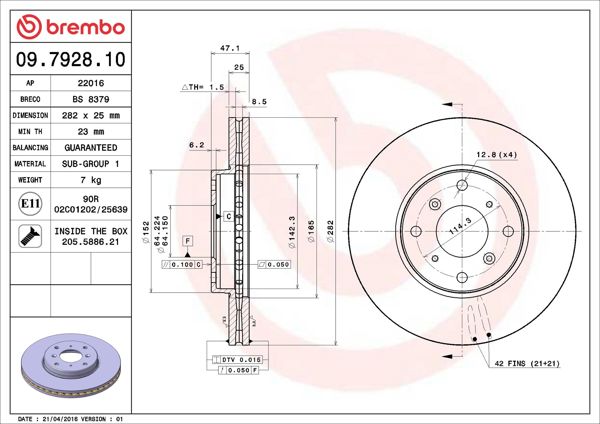 BREMBO 09.7928.10 | Fren Diski Ön Standard Honda | 2 Adet