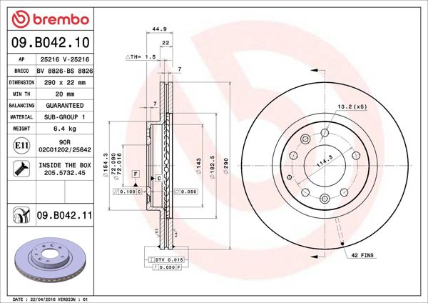 BREMBO 09.B042.11 | Fren Diski Ön UV Coated Mazda | 2 Adet