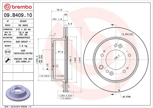 BREMBO 09.B409.10 | Fren Diski Arka Standard Kia | 2 Adet