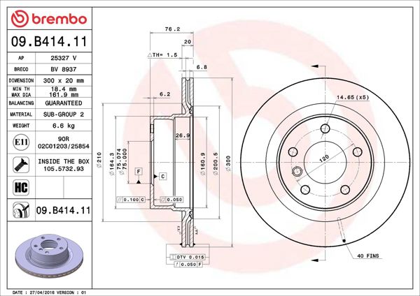 BREMBO 09.B414.11 | Arka Fren Diski BMW E82 E88 UV Coated | 2 Adet