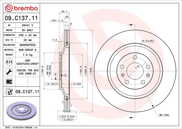 BREMBO 09.C137.11 | Fren Diski X2 Audi A8 Rr | 2 Adet