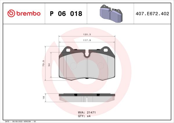 BREMBO P06018 | Fren Balatası Ön BMW E38 7.28-7.30