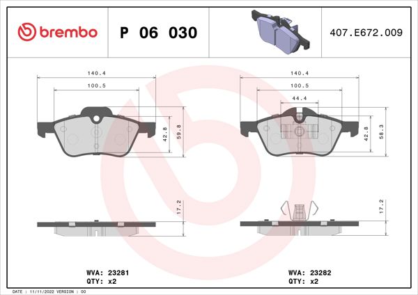 BREMBO P06030 | Fren Balatası Ön Low-Met Mini