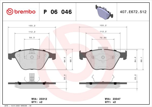 BREMBO P06046 | Fren Balatası Ön (BMW E60-E65-E66)