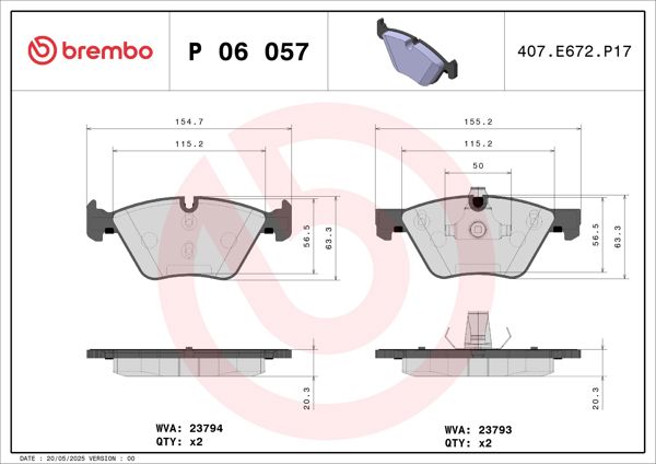 BREMBO P06057 | Fren Balatası Ön (BMW E-90 / 91 / 92 / 93 / 81 / 87)