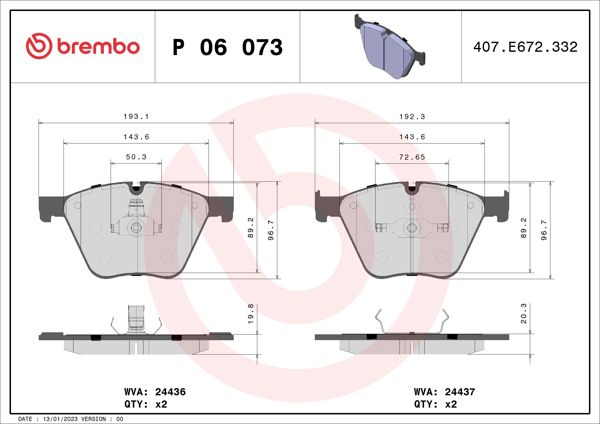 BREMBO P06073 | Fren Balatası Ön Low-Met BMW