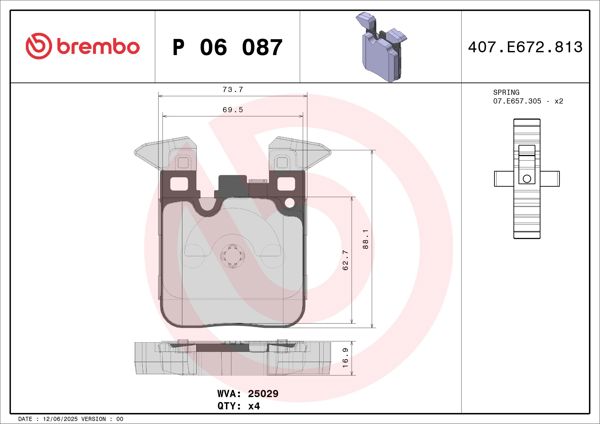 BREMBO P06087X | Fren Balatası Arka Xtra BMW