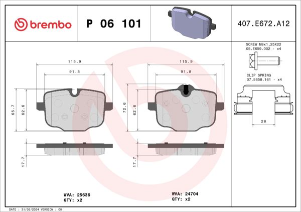 BREMBO P06101 | Fren Balatası Arka (BMW G30-G11-G12-G15-G01-G02-G05-G06-G07) Low-Met