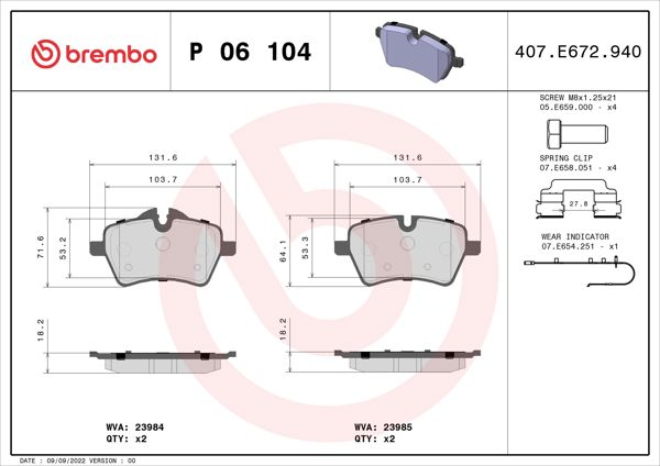 BREMBO P06104 | Fren Balatası Ön Low-Met Mini