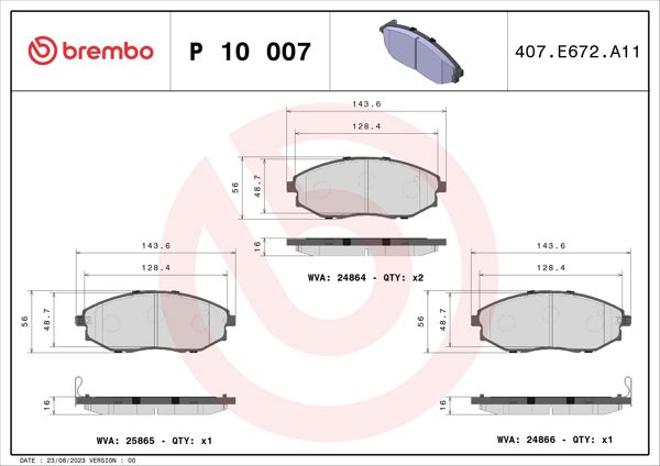 BREMBO P10007 | Fren Balatası Ön Low-Met Chevrolet