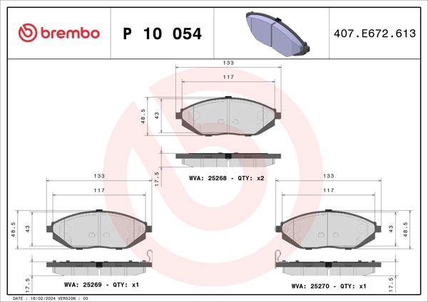 BREMBO P10054 | Fren Balatası Ön Low-Met Chevrolet