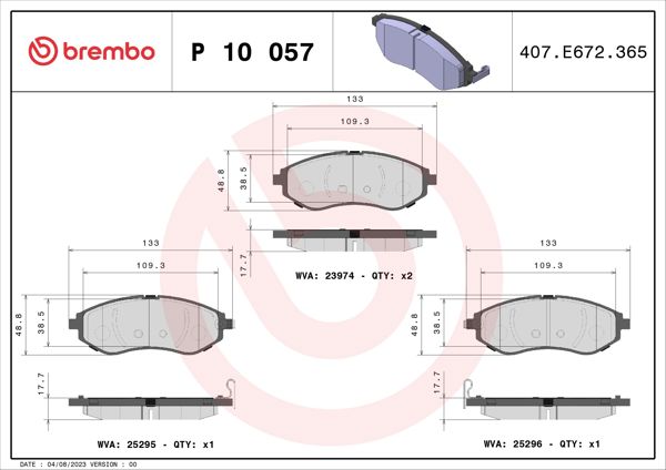 BREMBO P10057 | Fren Balatası Ön Low-Met Chevrolet
