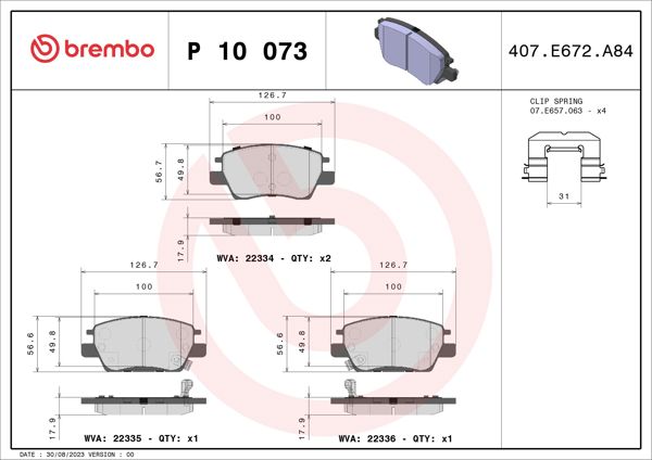 BREMBO P10073 | Fren Balatası Ön Low-Met Chevrolet